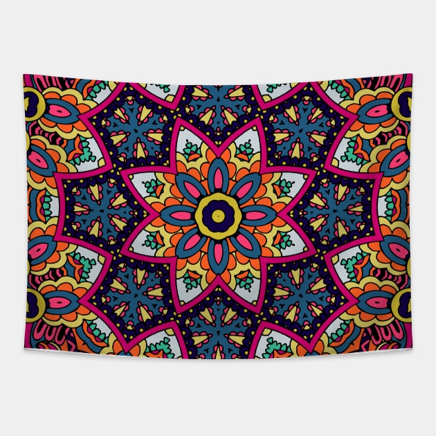 Colorful Oriental Rug Mandala Boho Pattern Tapestry by jodotodesign