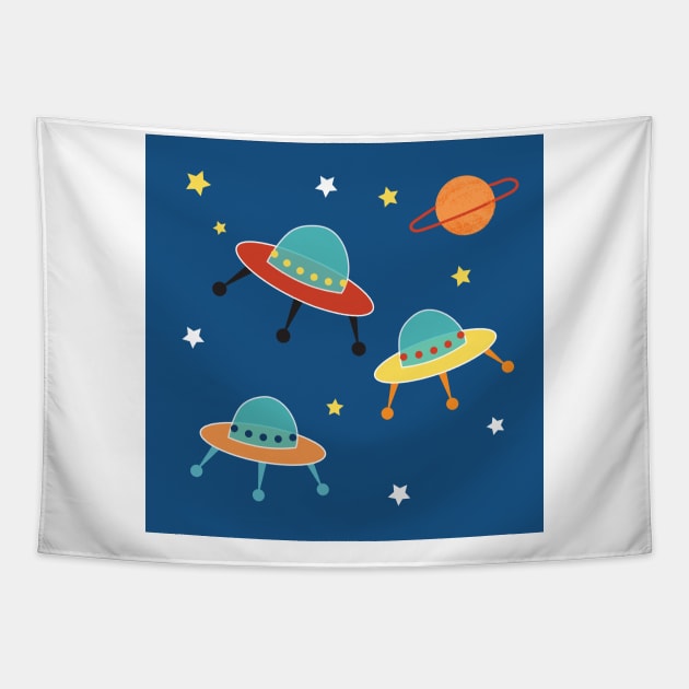 fun flying saucers Tapestry by tfinn