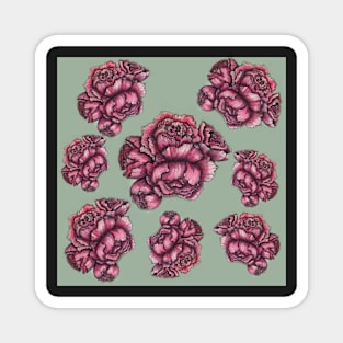 Pink Peonies Pattern Magnet