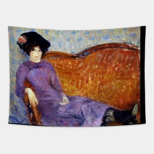 High Resolution William Glackens Painting The Purple Dress 1910 Tapestry