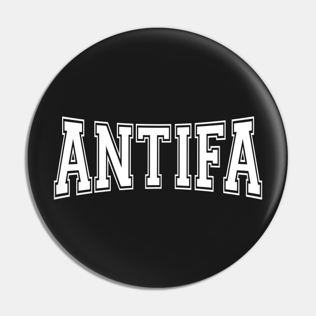 Antifa - Anti-Fascist & Anti-Nationalist White Text Design Pin by DefyTee