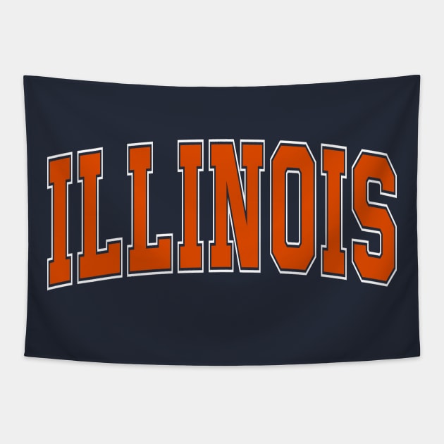 Illinois - college university font letters text word football basketball baseball softball volleyball hockey love fan player christmas birthday gift for men women kids mothers fathers day dad mom vintage retro Tapestry by Fanboy04