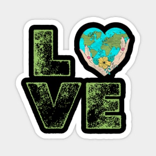 Love World Earth Day Floral Love Heart Globe Environmental Magnet