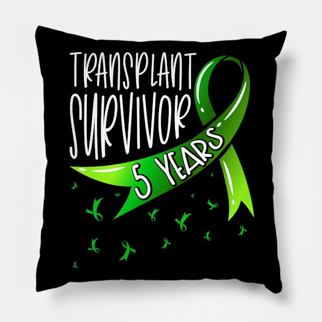 5 Year Organ Transplant Survivor Green Ribbon Pillow by Gold Wings Tees