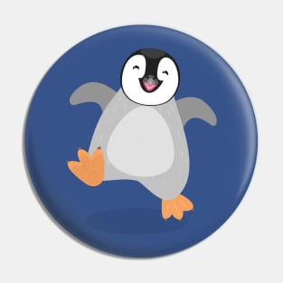 Cute happy emperor penguin chick dancing cartoon Pin