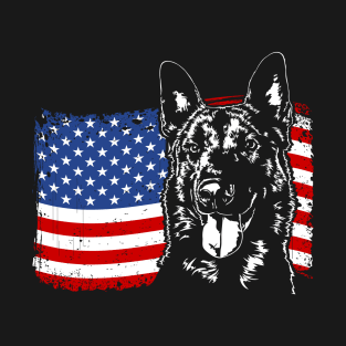 Proud Belgian Malinois American Flag patriotic gift dog T-Shirt