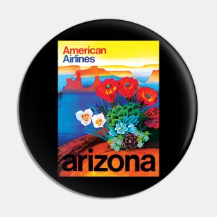 Beautifully Restored Vintage Travel Poster - American Airlines Travel to Arizona Pin