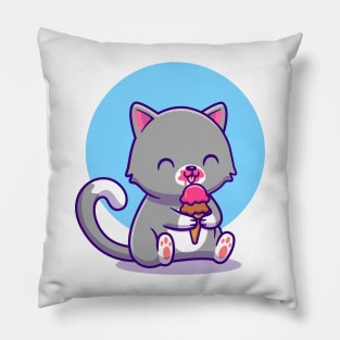 Cute Cat Eating Ice Cream Pillow