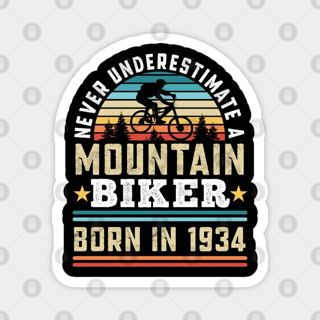 Mountain Biker born 1934 90th Birthday Gift MTB Magnet by qwertydesigns