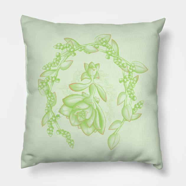 Succulent Sprite - Aeonium Kiwi Pillow by JuditangeloZK