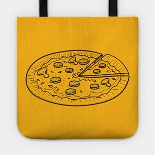 Cute Fresh Pizza Drawing Black Tote