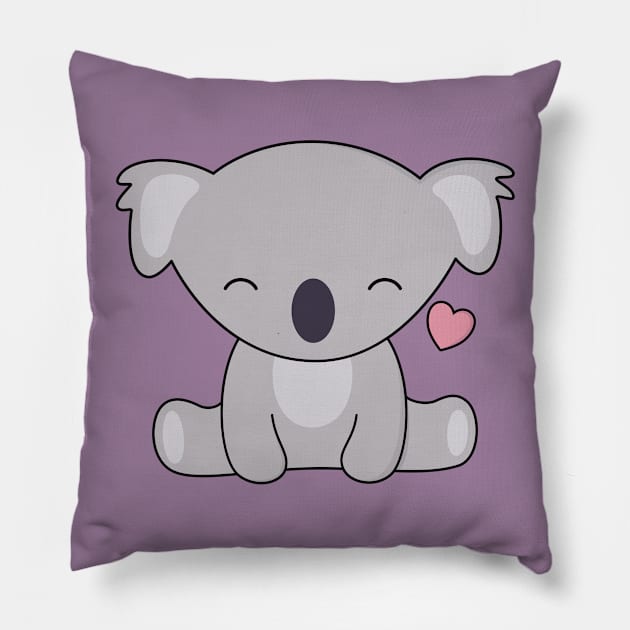 Kawaii Cute Koala With Heart Pillow by wordsberry