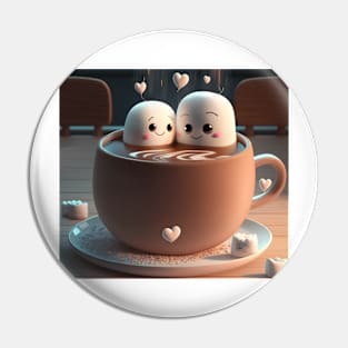 Cute Marshmallow Buddies in Hot Cocoa Pin