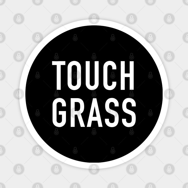 Touch Grass Funny Meme Design with Cow' Rectangle Magnet