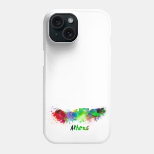 Athens skyline in watercolor Phone Case