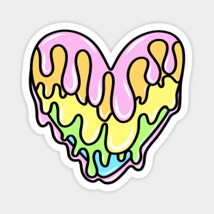 Drippy Melting Pastel Rainbow Heart Cartoon, made by EndlessEmporium Magnet