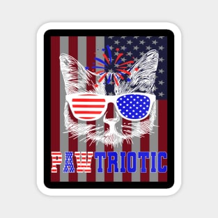 American Patriotic Cat Pawtriotic 4th July American Flag Magnet