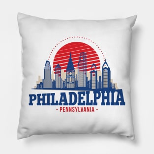 Retro Philadelphia, Pennsylvania Skyline Pillow