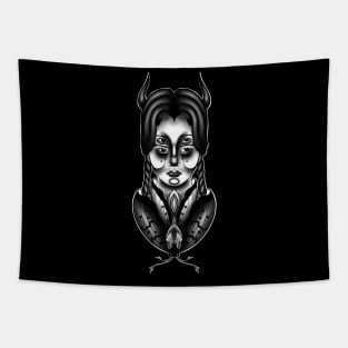 Gothic Evil Butterfly Woman with Four Eyes Dark Art Tapestry