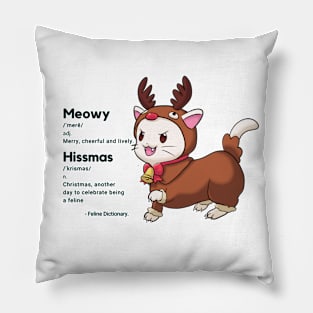 Merry Christmas Cute Cat T-Shirt Pillow