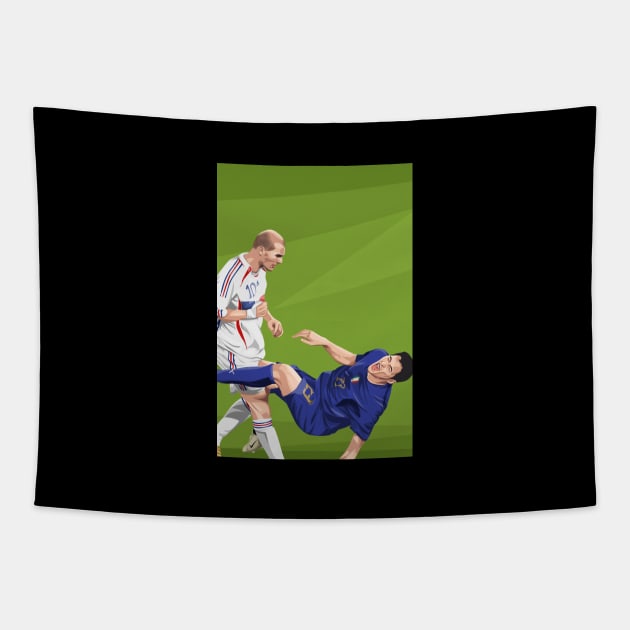 Zinedine Zidane's headbutt on Marco Materazzi Tapestry by Arissetyo