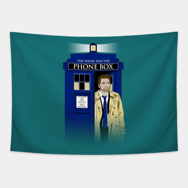 The Angel Has The Phone Box Tapestry by Paulychilds