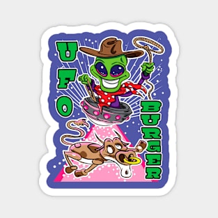 UFO Burger Alien Abduction Cow Magnet