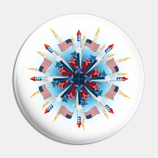 Independence Day of America Mandala Pin