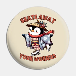 Ice skating penguin Pin