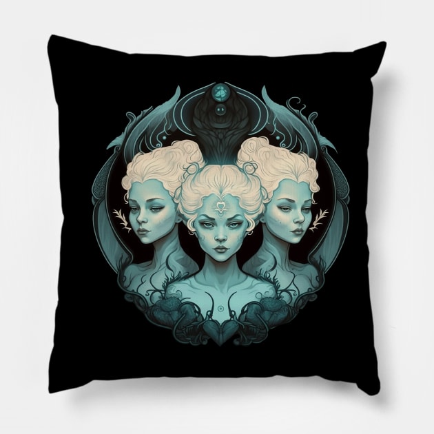 Triple Moon Goddess for witches and witchcraft prationers Pillow by tatadonets