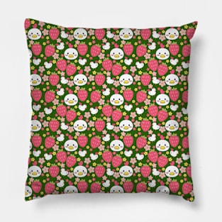 Strawberries and Chickens in Green Pillow