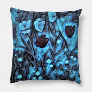 Tulips of glass - floral stained glass Pillow