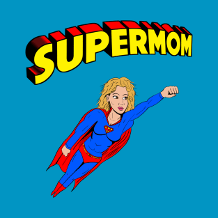 Super Mom Flying Woman Retro Vintage Super Hero T-Shirt