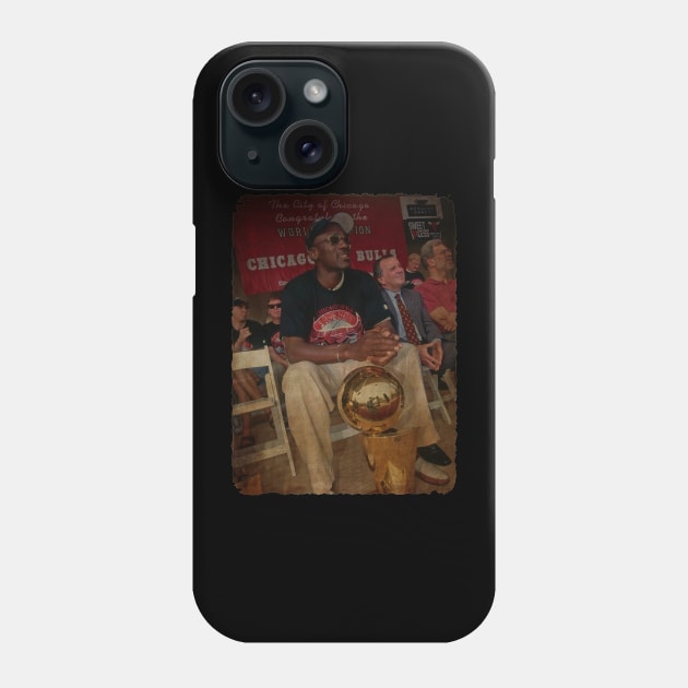 Michael Jordan, 1998 Chicago Bulls Championship Parade Vintage Phone Case by Milu Milu