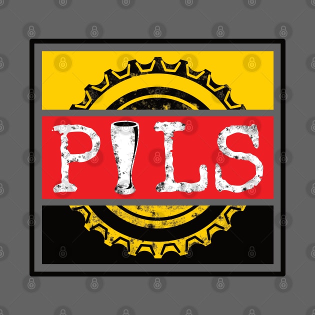 Pils Beer Word on Beer Bottle Cap in German Colours by dkdesigns27