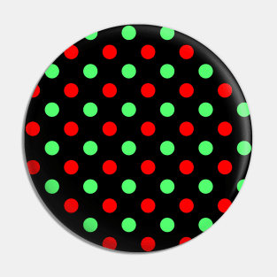 Christmas - Green and Red Polka Dots Pattern on Black Background Pin