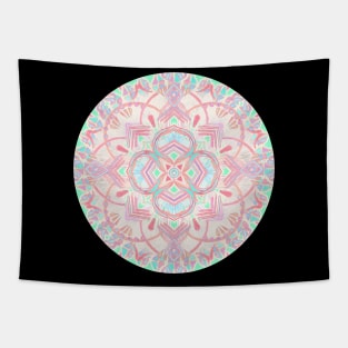 Mint and Blush Pink Painted Mandala Tapestry
