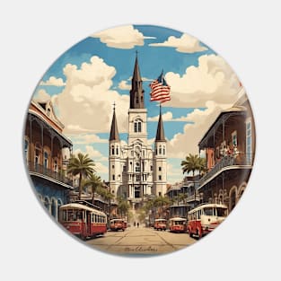 New Orleans Louisiana United States of America Tourism Vintage Poster Pin