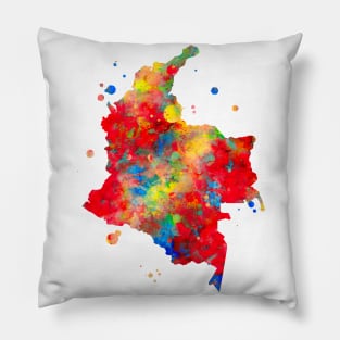 Colombia Map Watercolor Painting Pillow