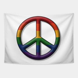 Peace Pride design in LGBT Rainbow pride flag colors Tapestry