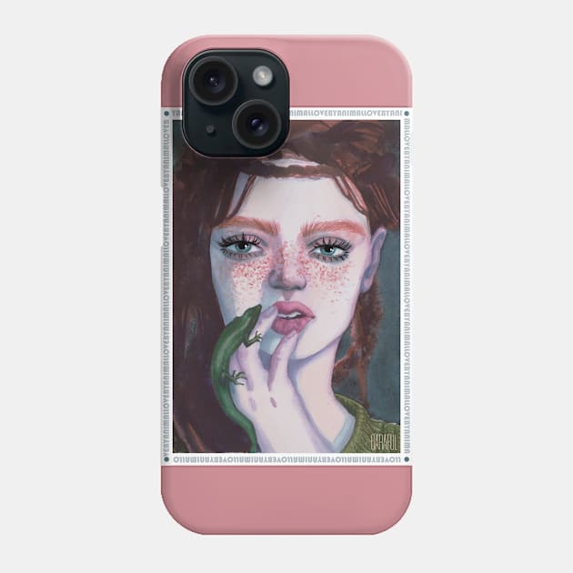 Girl with a lizard Phone Case by Sharaful