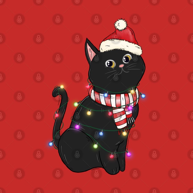 Black Cat Christmas Lights Funny Cat Lover Xmas by BadDesignCo