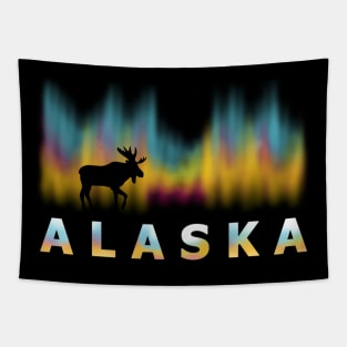 Alaska Day Reindeer With Polar Lights And Moose Tapestry