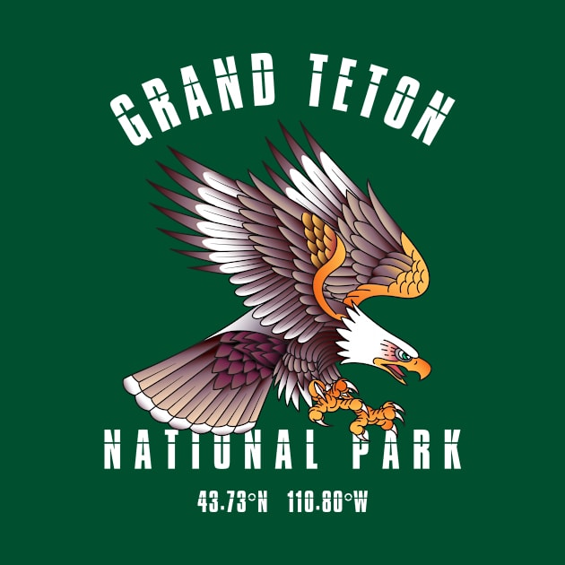 Grand Teton National Park Wyoming USA Bald Eagle Patriotic Gift for Men and Women by JKFDesigns