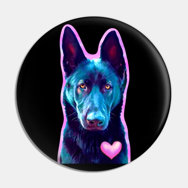 Black German Shepherd Heart for Dog Lovers Pin by Mochi Merch