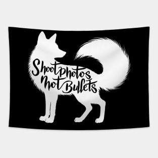 Shoot photos not bullets - Fox silhouette Tapestry