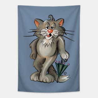 Cat with Umbrella Tapestry