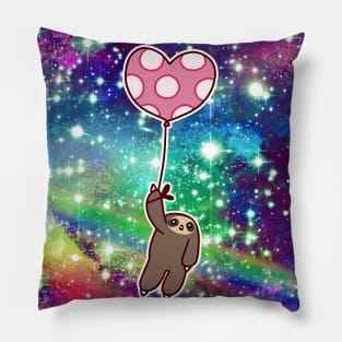 Heart Balloon Sloth Rainbow Space Pillow