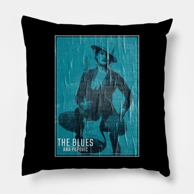 Ana Popovic The Blues // Vintage Faded Style fan art Pillow by Nandin Putri