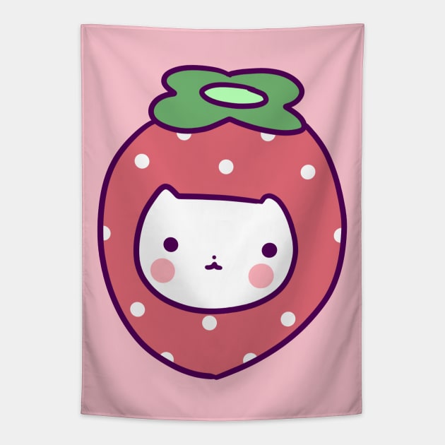 Strawberry Cat Face Tapestry by saradaboru